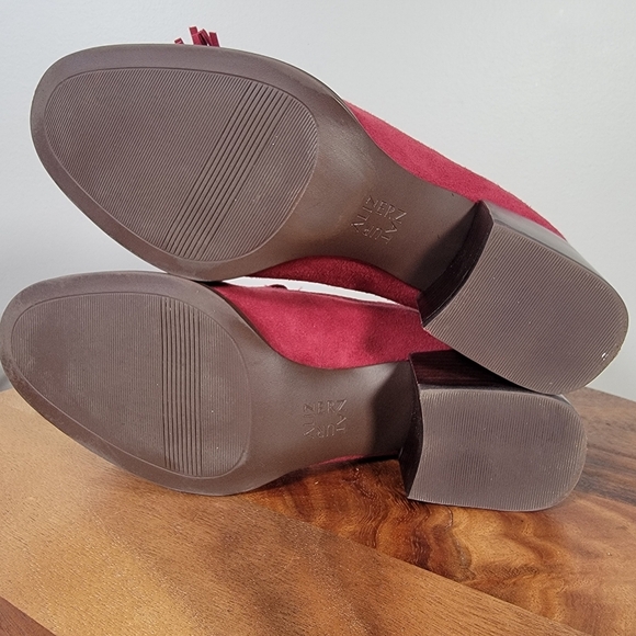 Naturalizer Trixie Red Suede Loafers Women's Size 7 Block Heel Tassels - Picture 10 of 12
